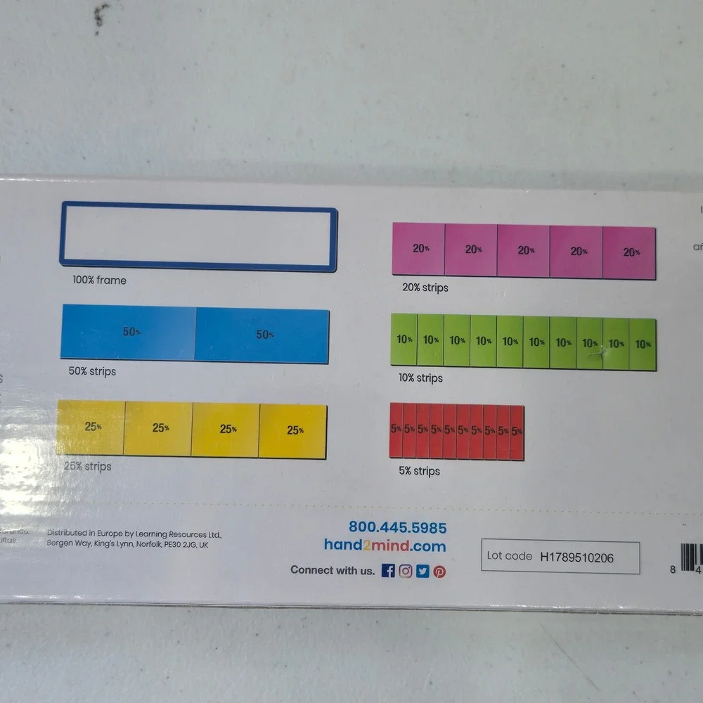 Hand2Mind Magnetic Percent Bar Math Learning Manipulative 32 Piece Ages 8+ 92431